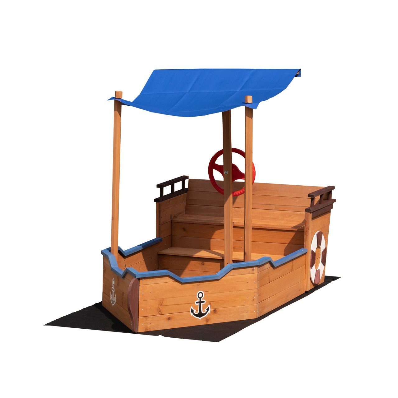 Wooden Sandbox With Storage Platform and Seat