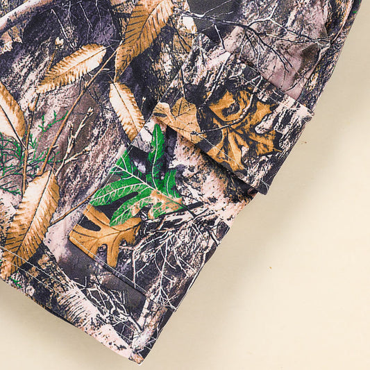Little Boys Short Sleeve Camouflage Print Hoodie Sweatshirt Shirts & Short Pants With Pocket