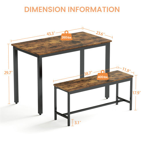 Dining Table Set with 2 Dining Table Benches