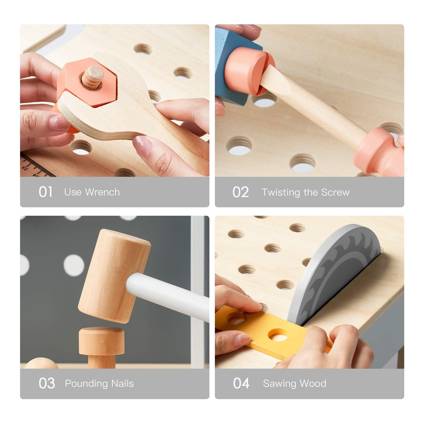 Wooden Tool Bench For Kids