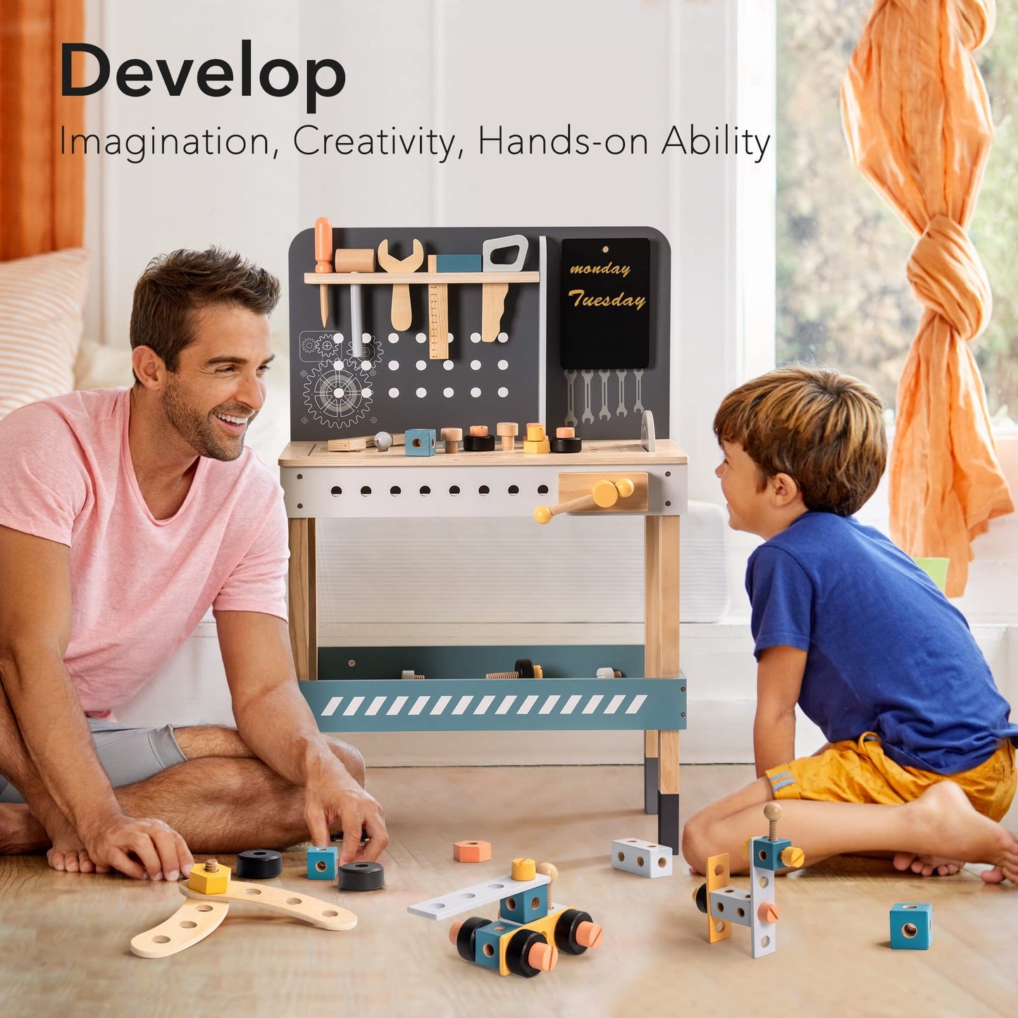 Wooden Tool Bench For Kids