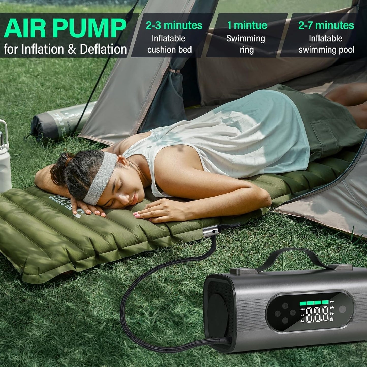 Newest 8 In 1 Portable Car Battery Starter with Air Compressor