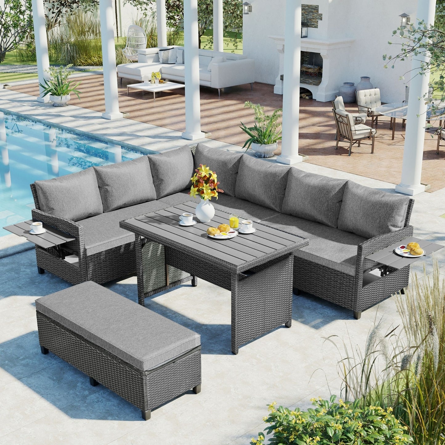 5-Pc Outdoor Patio Rattan Sofa Set