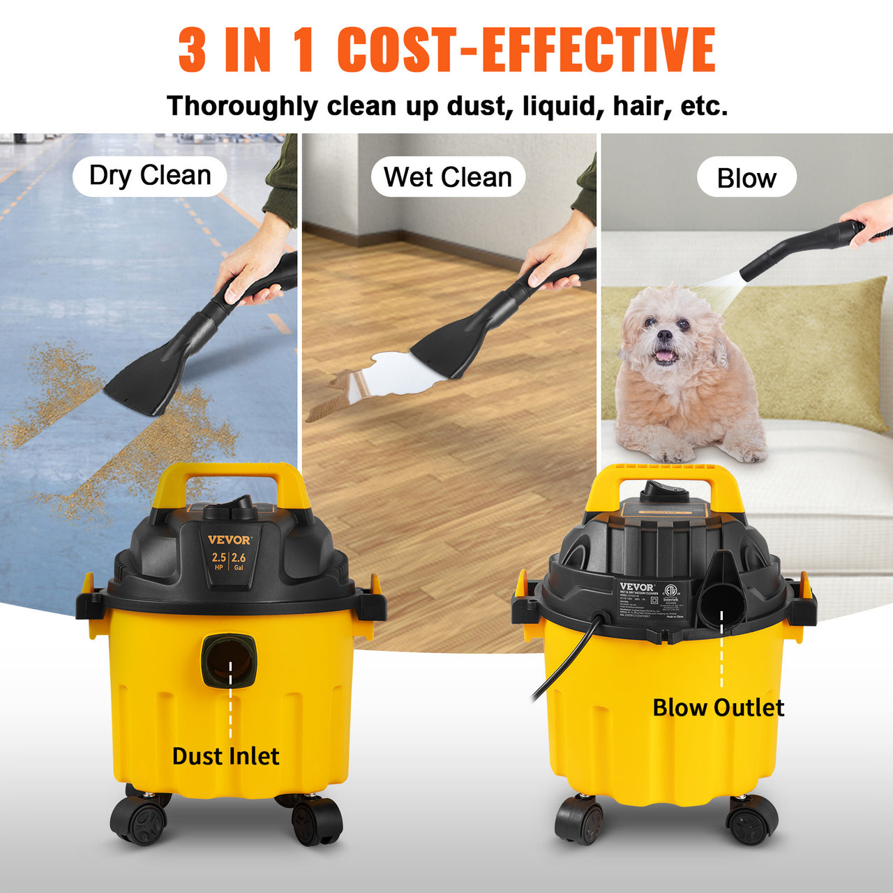 VEVOR Wet Dry Vac, 2.6 Gallon