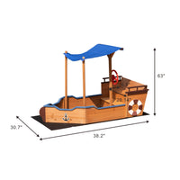 Wooden Sandbox With Storage Platform and Seat