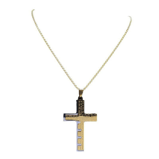 'Our Father' Stainless Steel Cross Necklace For Men