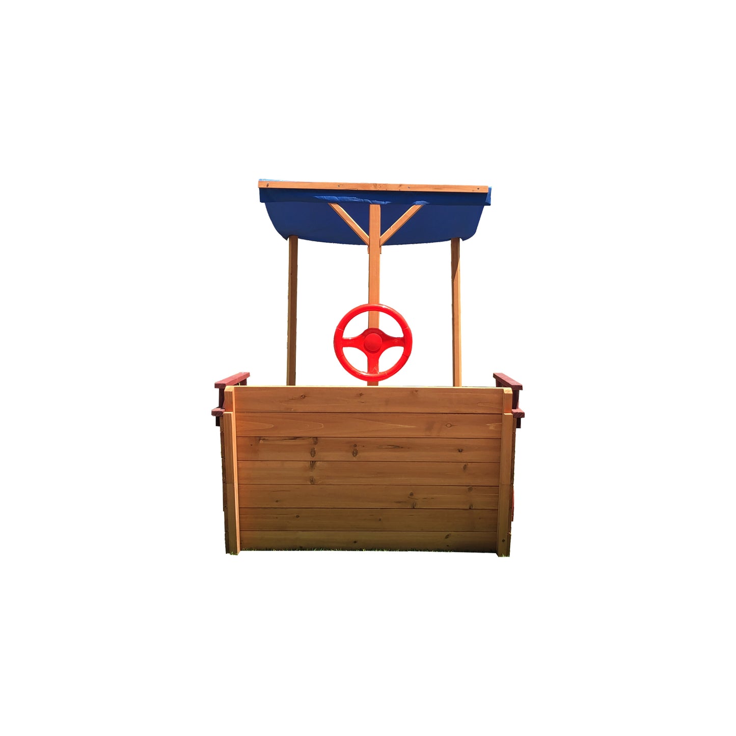 Wooden Sandbox With Storage Platform and Seat