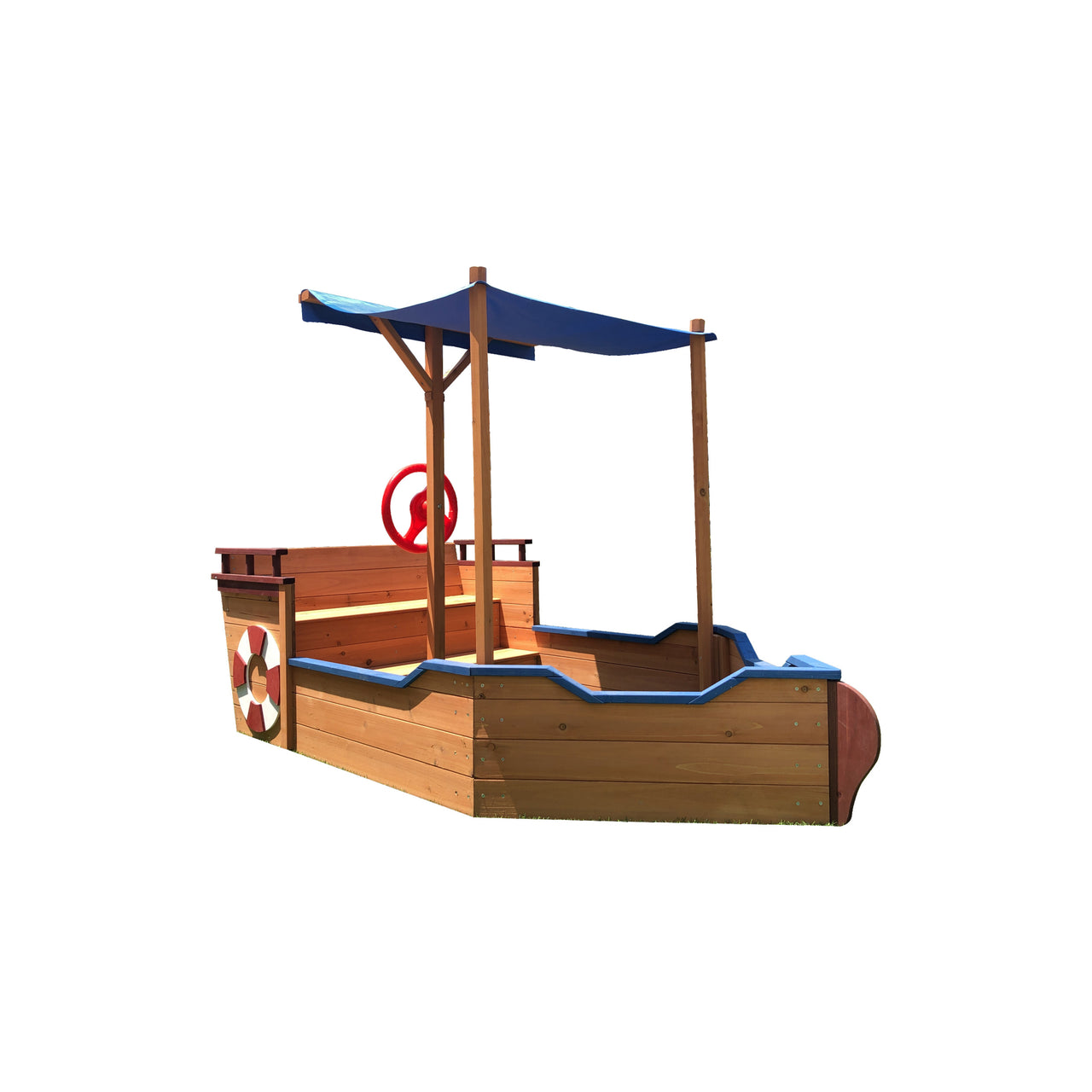 Wooden Sandbox With Storage Platform and Seat