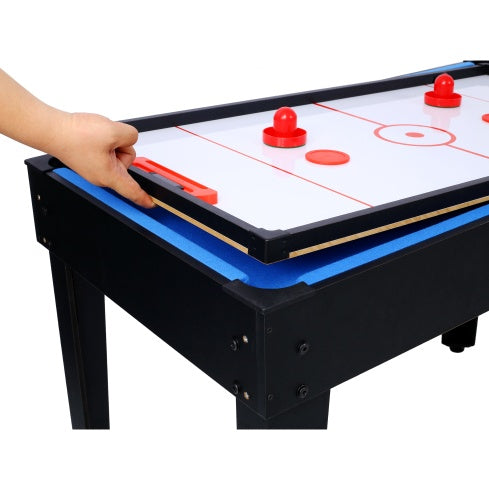 5-in-1 Multi-Game Table - Billiards, Push Hockey Foosball Ping Pong, And Basketball Black Blue