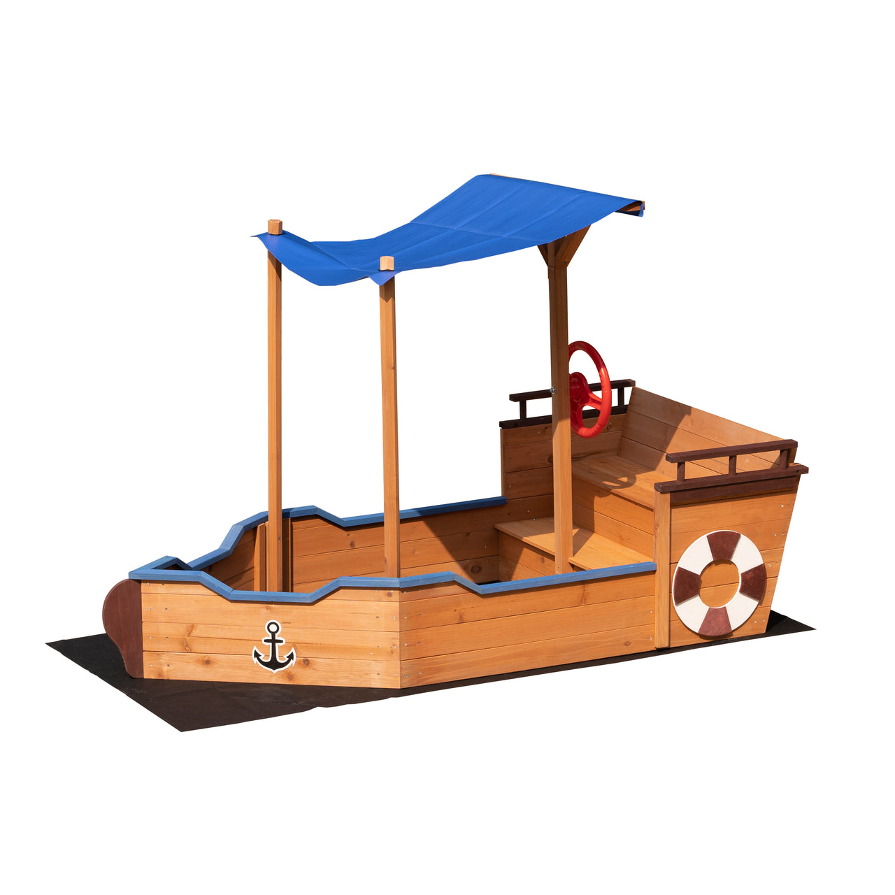 Wooden Sandbox With Storage Platform and Seat