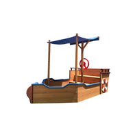Wooden Sandbox With Storage Platform and Seat