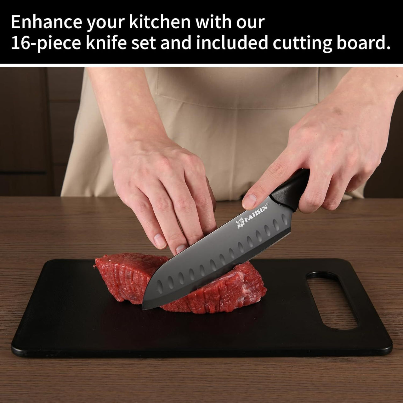 German High Quality Stainless Steel 16 Piece Kitchen Knife Set With Cutting Board
