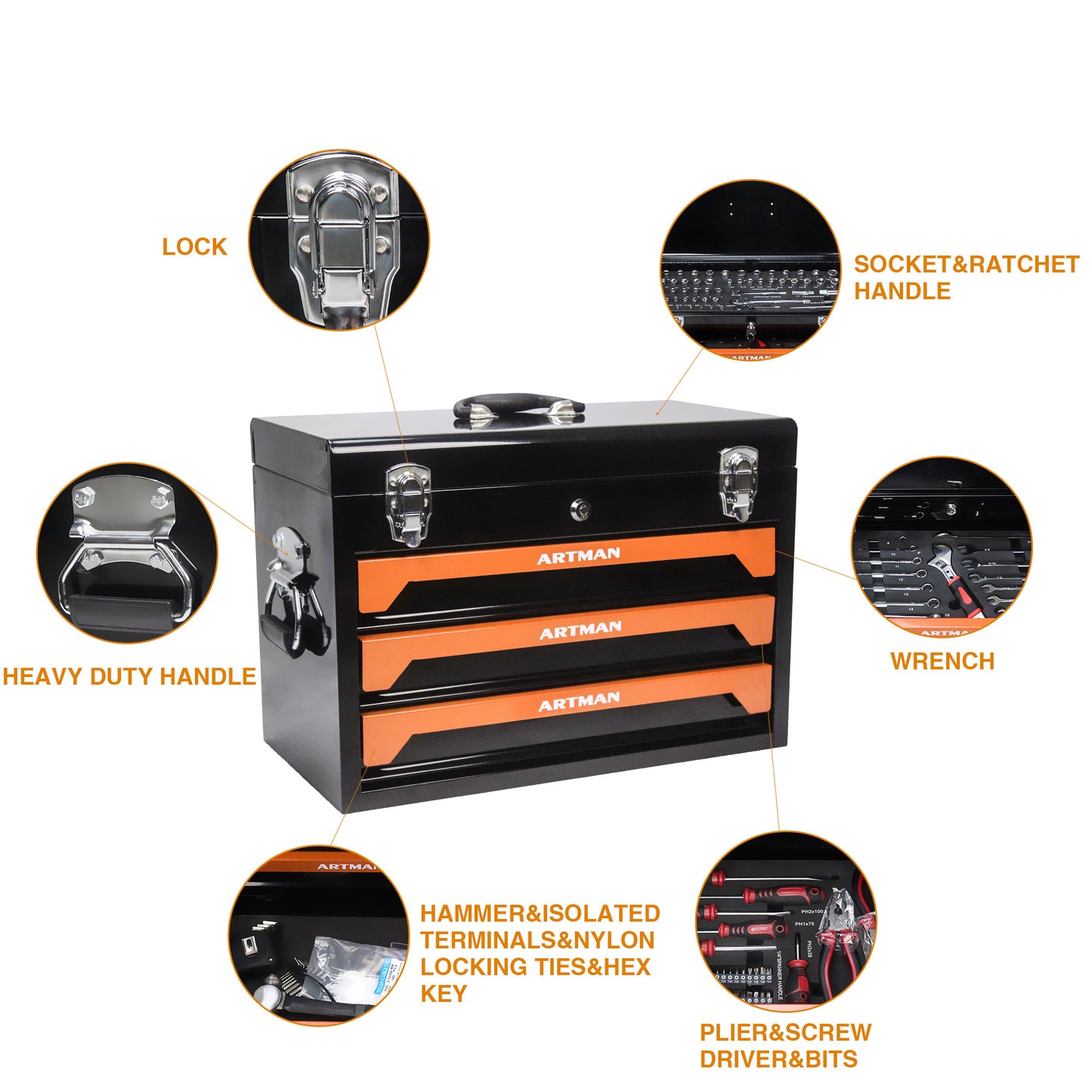 3 Drawer Tool Box With Tool Set