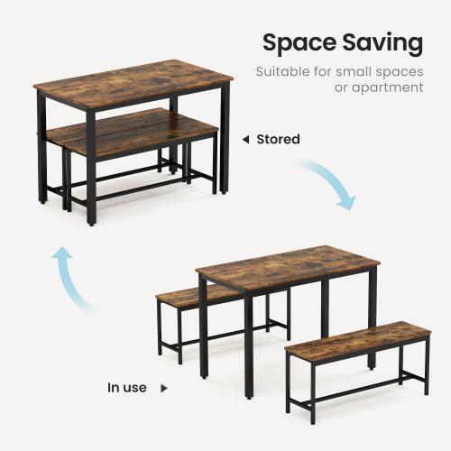 Dining Table Set with 2 Dining Table Benches