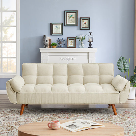 Linen Sofa w/ Adjustable Backrest and Lounge Chair