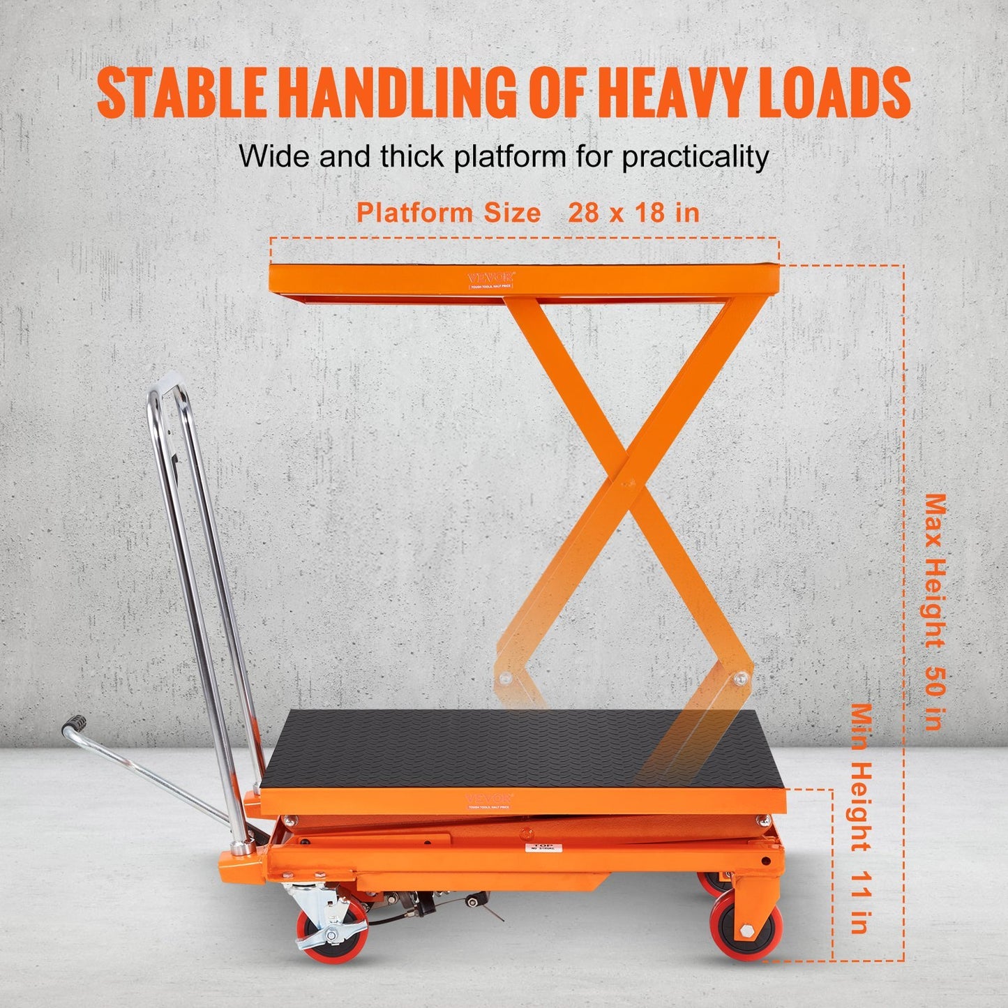 VEVOR Hydraulic Lift Table Cart with 330lbs Capacity