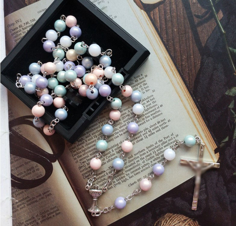 Colored Rosary Necklace Women's