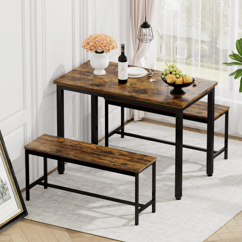 Dining Table Set with 2 Dining Table Benches