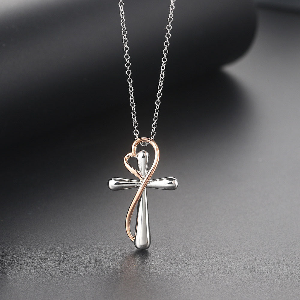 Heart-shaped Cross Necklace Simple Color