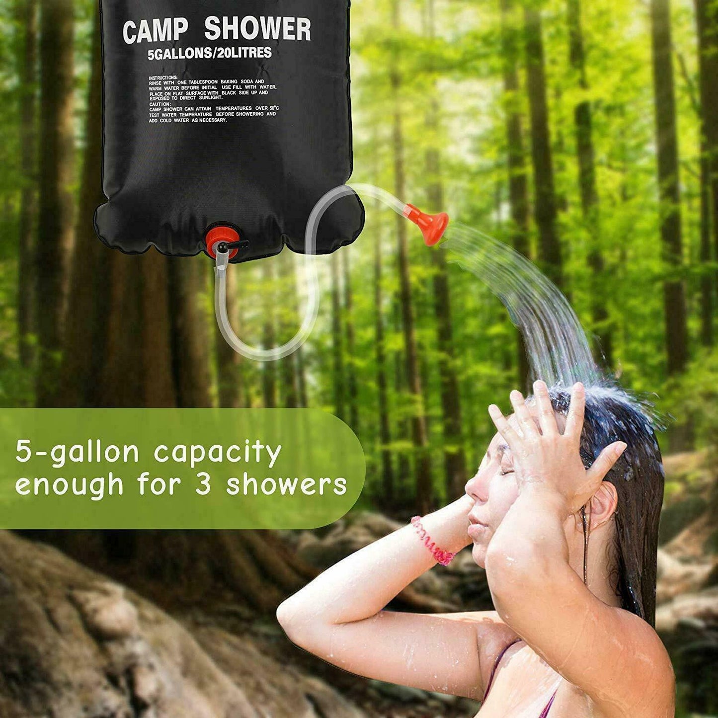 20L Camping Shower Portable Compact Solar Sun Heating Bath Bag