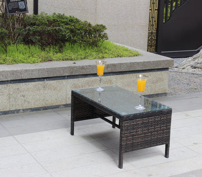 Outdoor Patio Coffee Table with Clear Tempered Glass