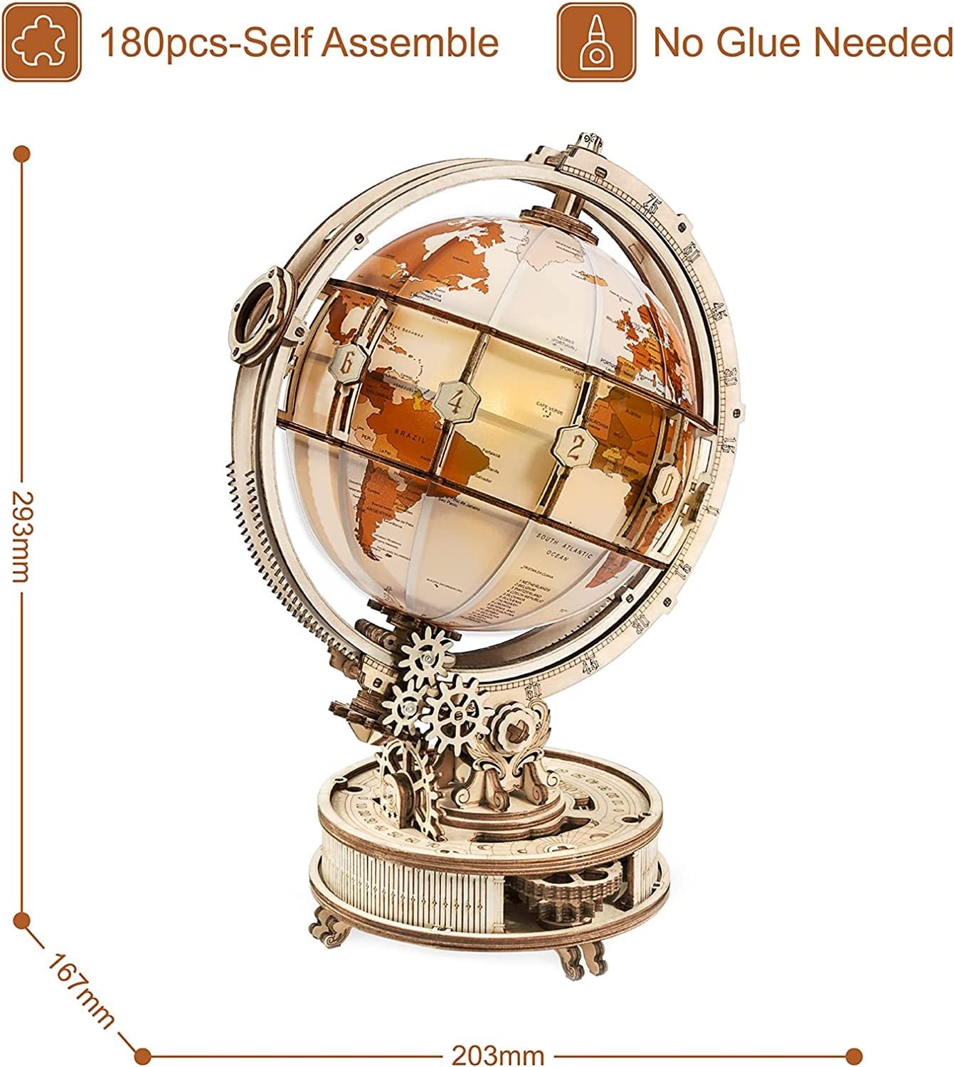 Rokr Luminous 3D Wooden Globe