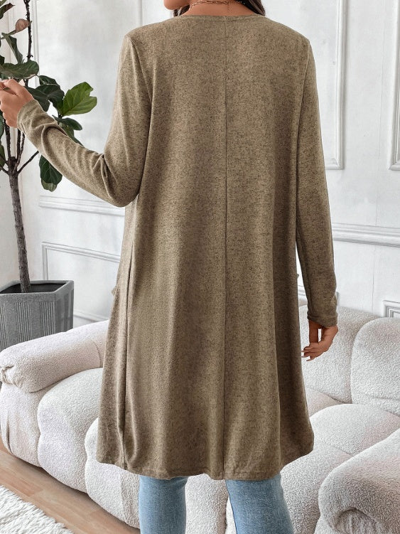 Women’s Long Open Front Knit Cardigan with Pockets – Casual Lightweight Sweater