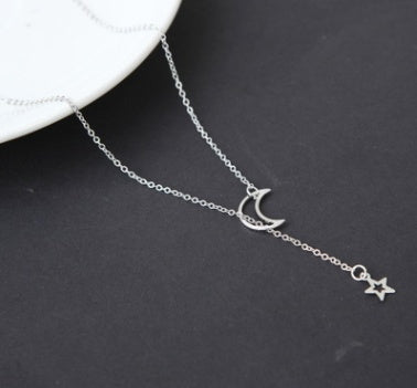 Simple Moon and Star Necklace