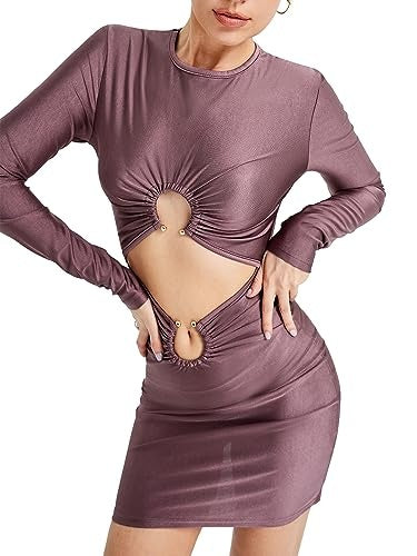 Women's Skirt Slim Fit Midriff Long Sleeve Dress