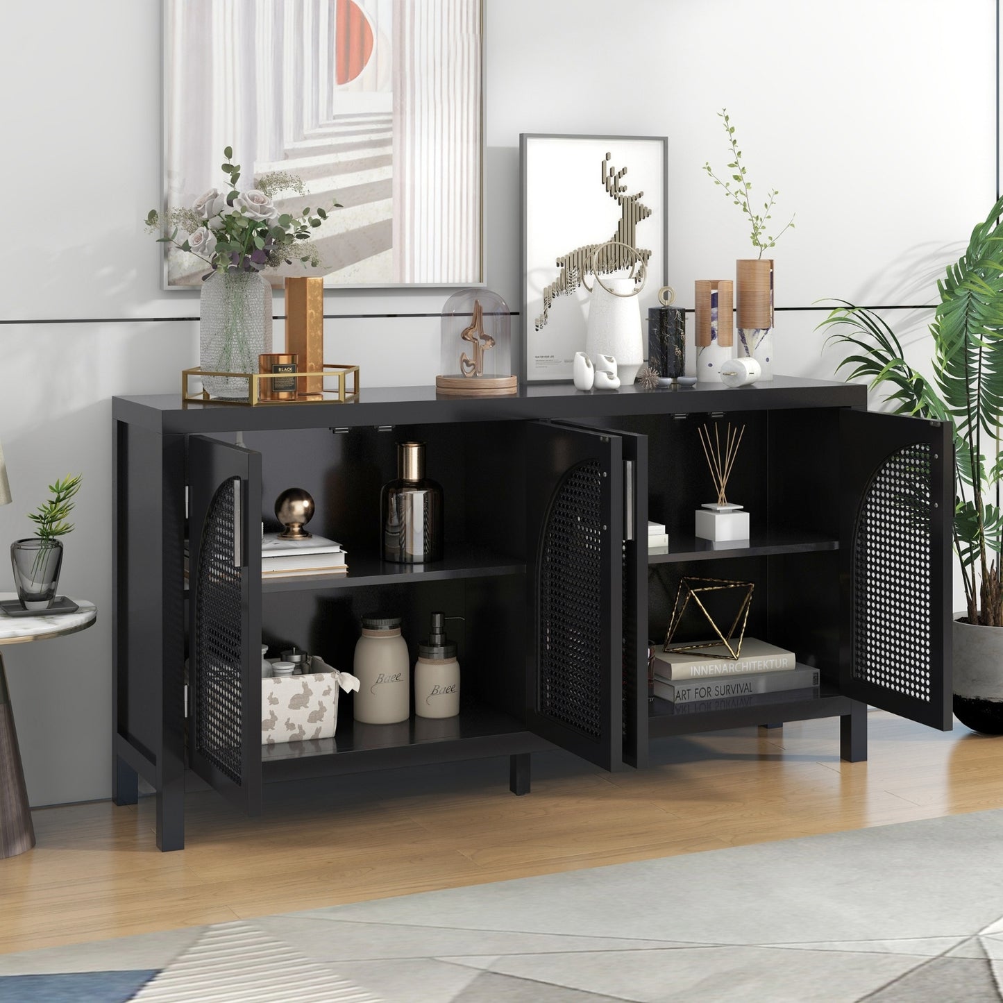 TREXM Sideboard With Rattan Door
