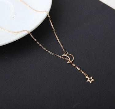 Simple Moon and Star Necklace