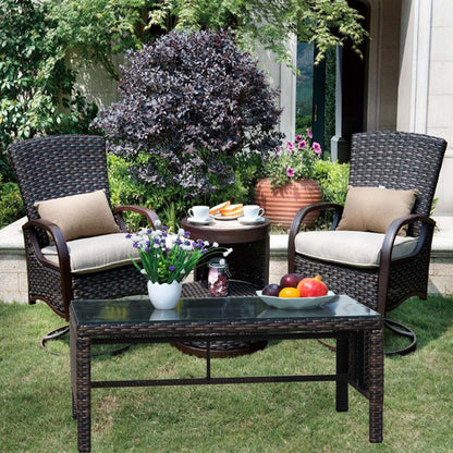 Outdoor Patio Coffee Table with Clear Tempered Glass