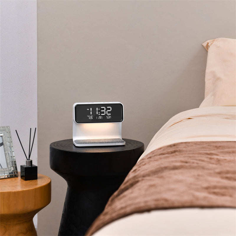 3 In 1 Bedside Lamp With Alarm Clock And Wireless Charging