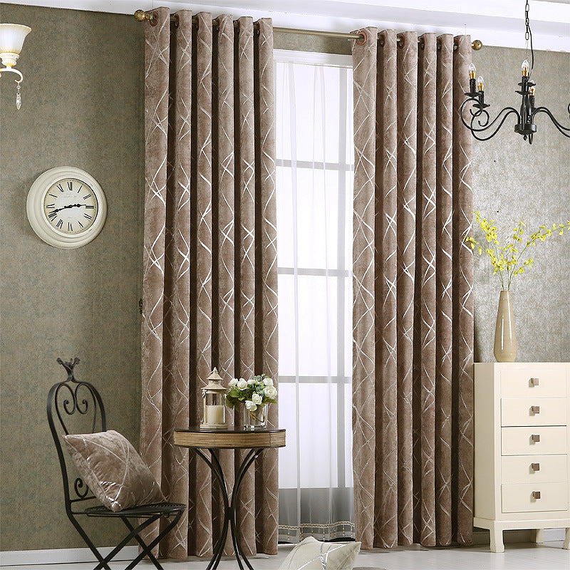 Solid Color Simple Modern Luxury Living Room Chenille Blackout Curtains