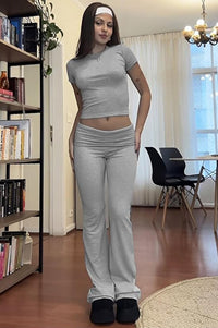 Casual Solid Color Two-piece Clothing Set