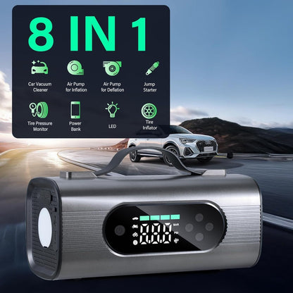 Newest 8 In 1 Portable Car Battery Starter with Air Compressor
