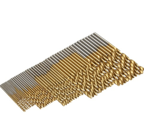 50 PC Titanium Coated Steel High Speed Drill Bit Set