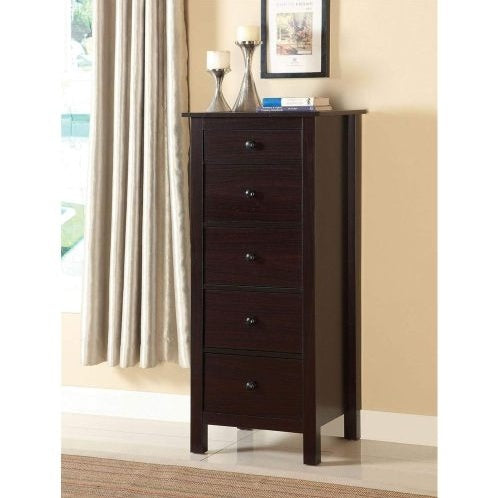 Transitional Espresso Compact Design 5-Drawer Chest