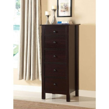 Transitional Espresso Compact Design 5-Drawer Chest