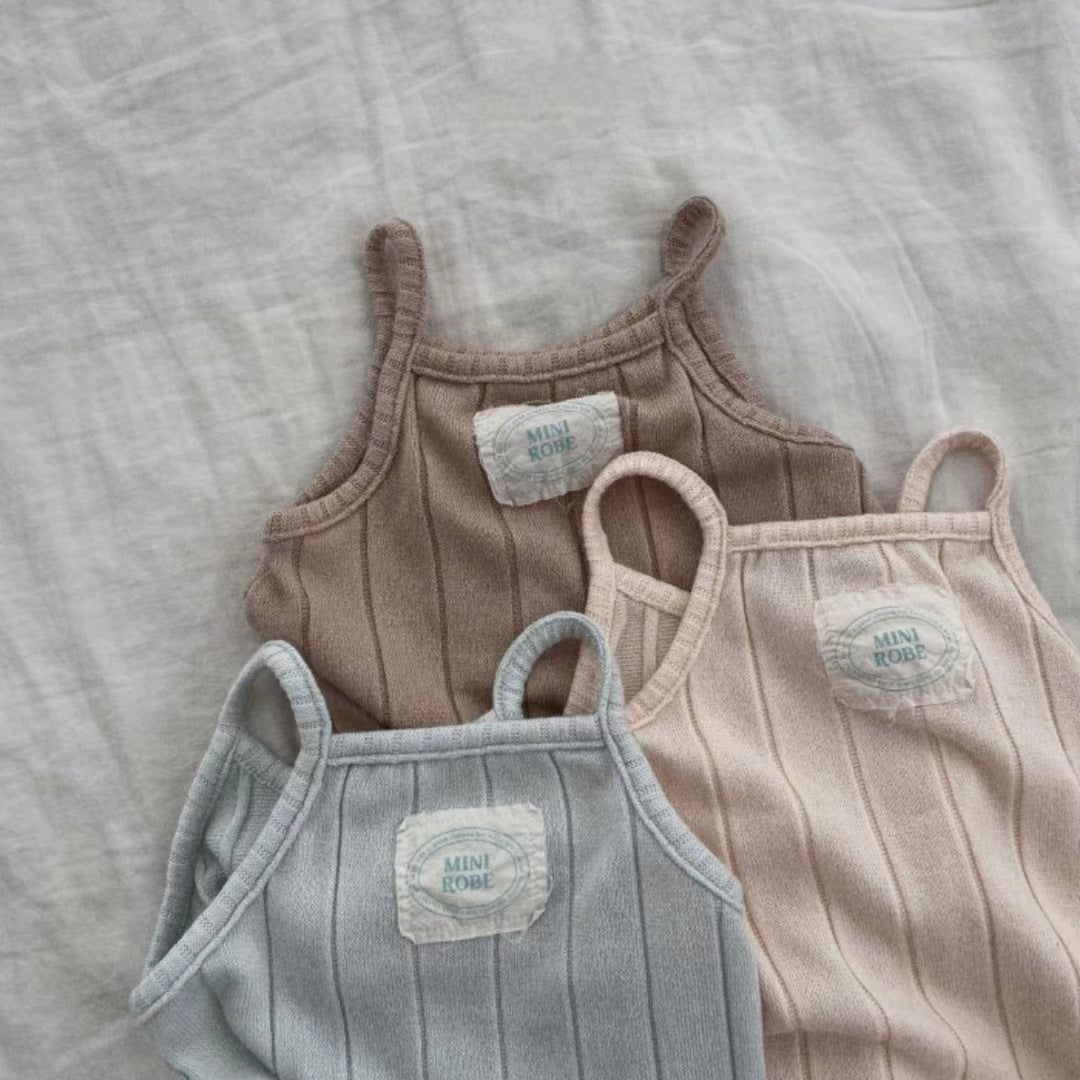 Newborn Thin Cotton Soft Sling Romper Vest Simple Cool Romper