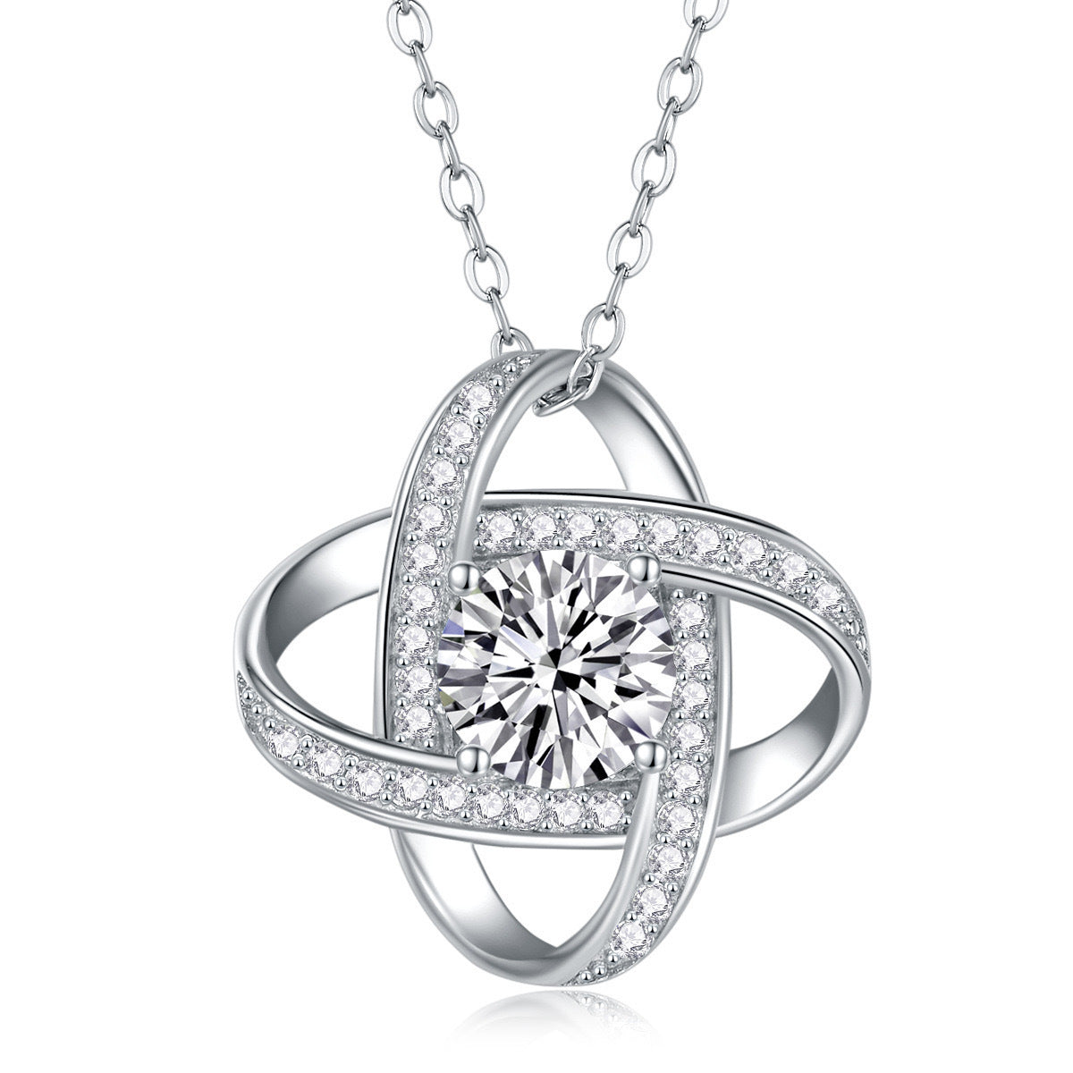 Full Diamond Silver Pendant Necklace