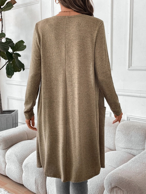 Women’s Long Open Front Knit Cardigan with Pockets – Casual Lightweight Sweater