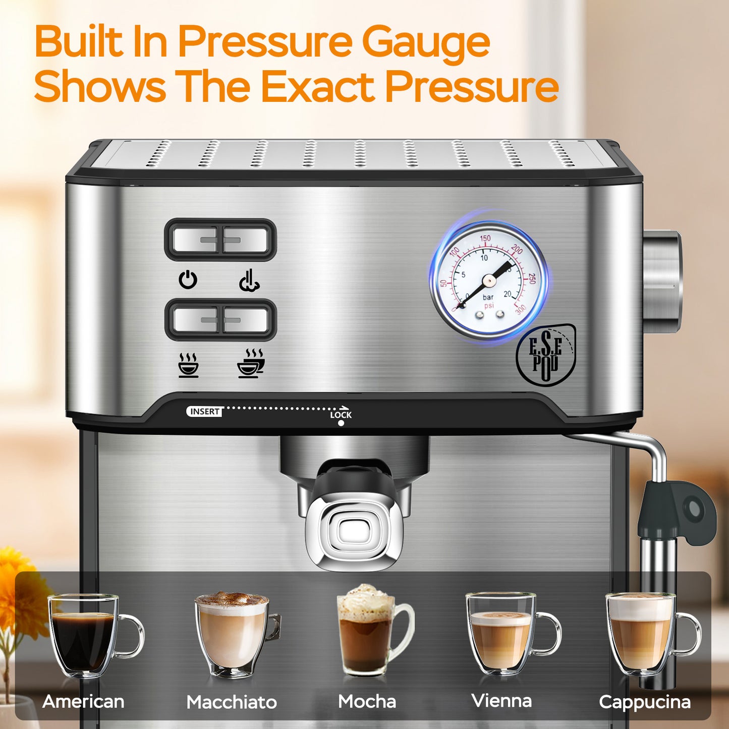 Professional Espresso Machine with Milk Frother