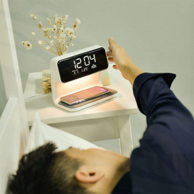 3 In 1 Bedside Lamp With Alarm Clock And Wireless Charging