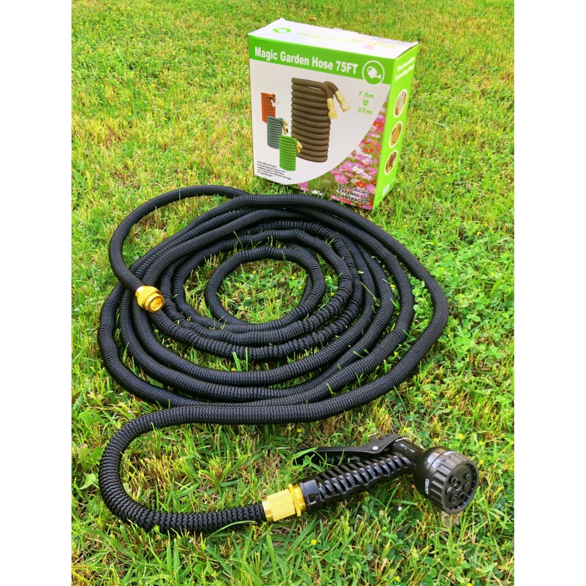 75 FT Flexible Garden Hose with Spray Gun