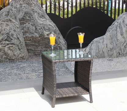 Outdoor Patio Coffee Table with Clear Tempered Glass