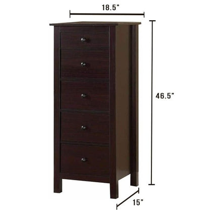 Transitional Espresso Compact Design 5-Drawer Chest