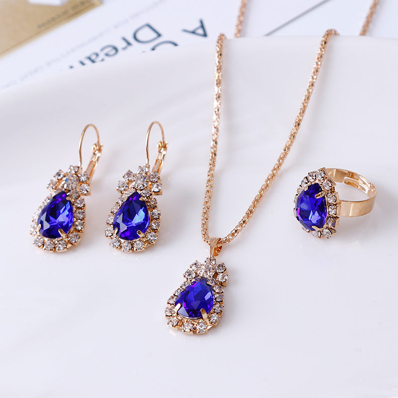 Water Drop Rhinestone Costume Jewelry Set