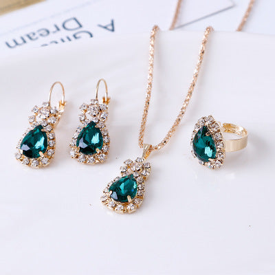 Water Drop Rhinestone Costume Jewelry Set