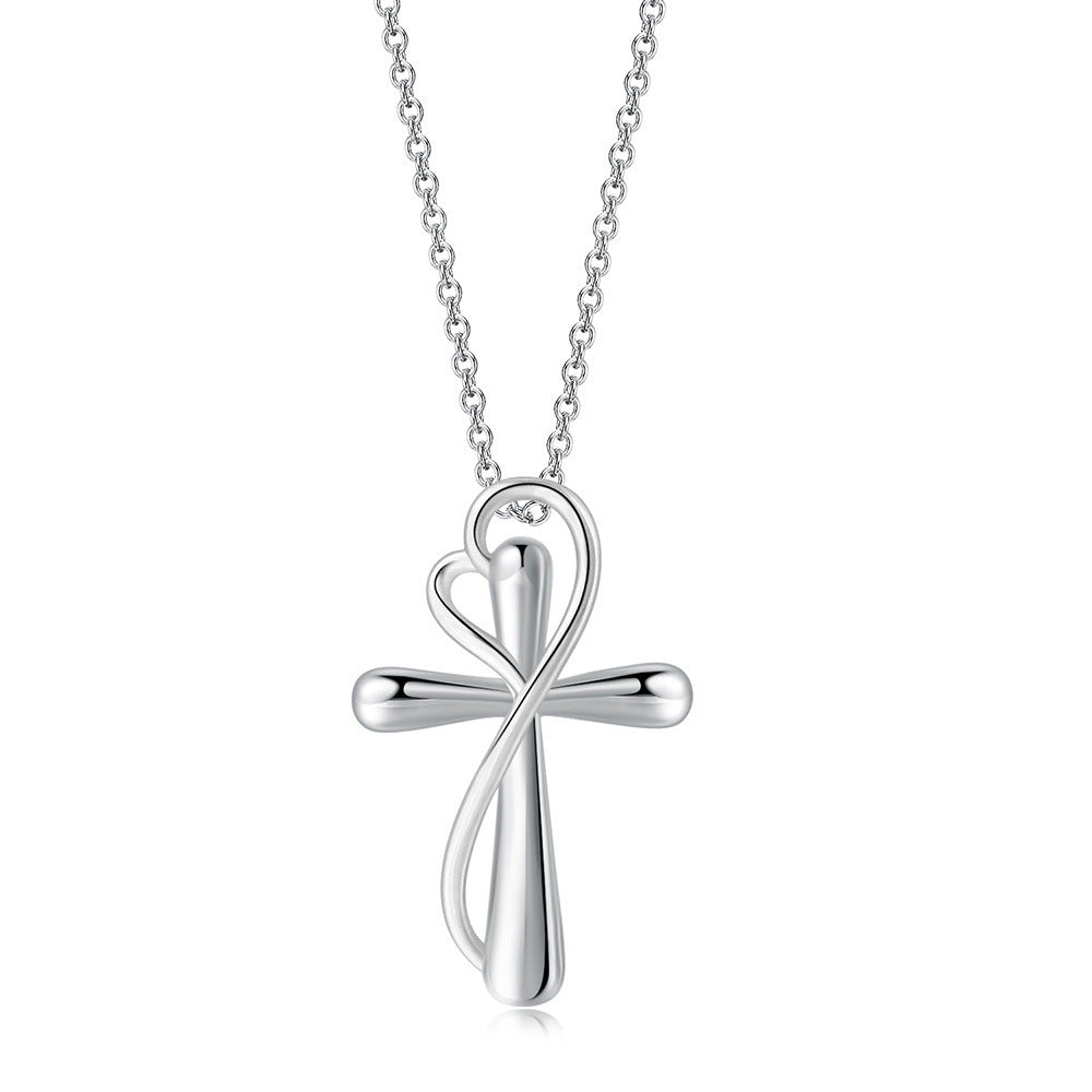 Heart-shaped Cross Necklace Simple Color